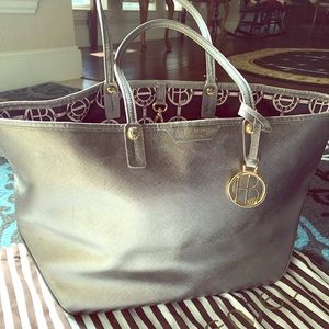 Henri Bendel Metallic Gray Tote